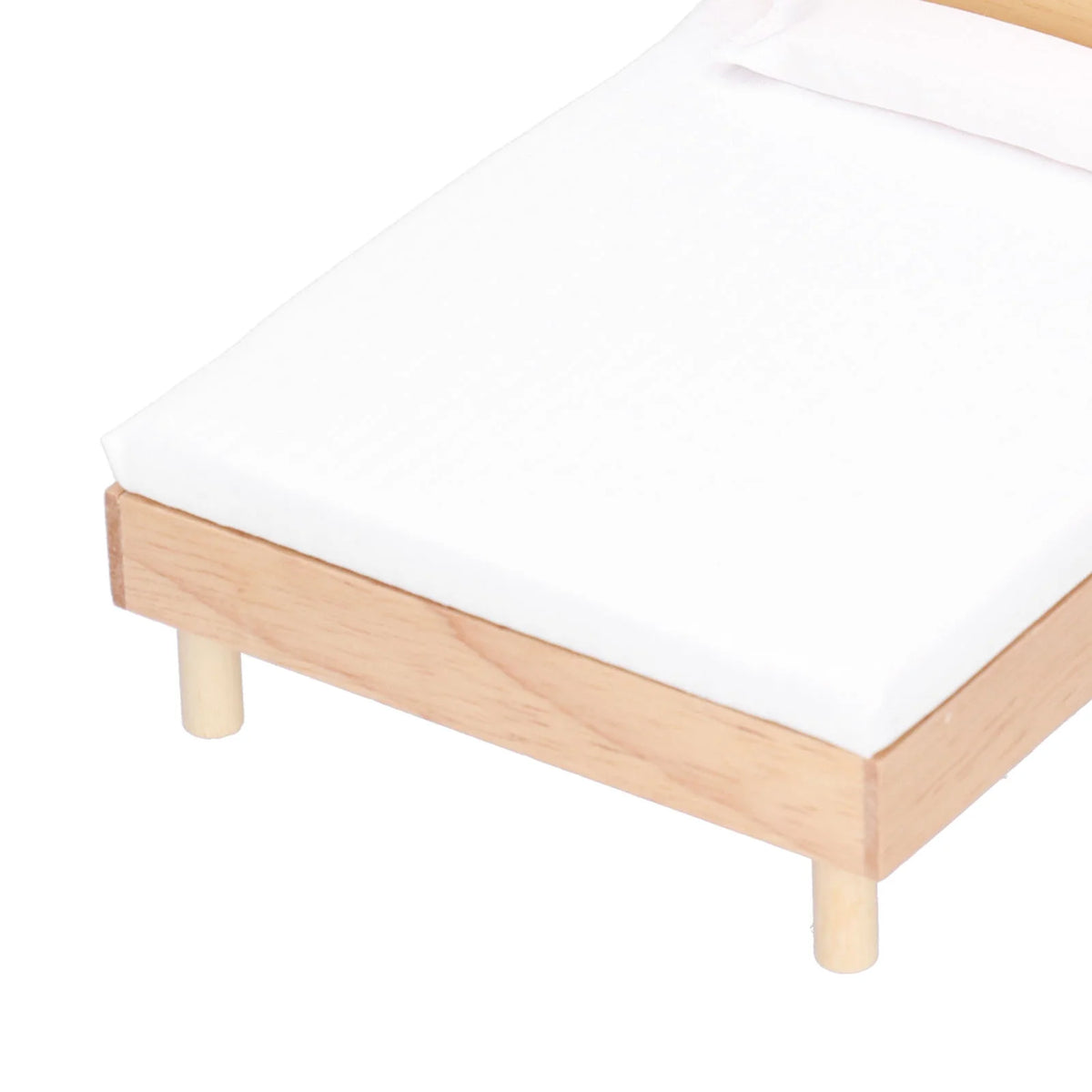 Wooden Double Bed for Dollhouse Decoration W16556