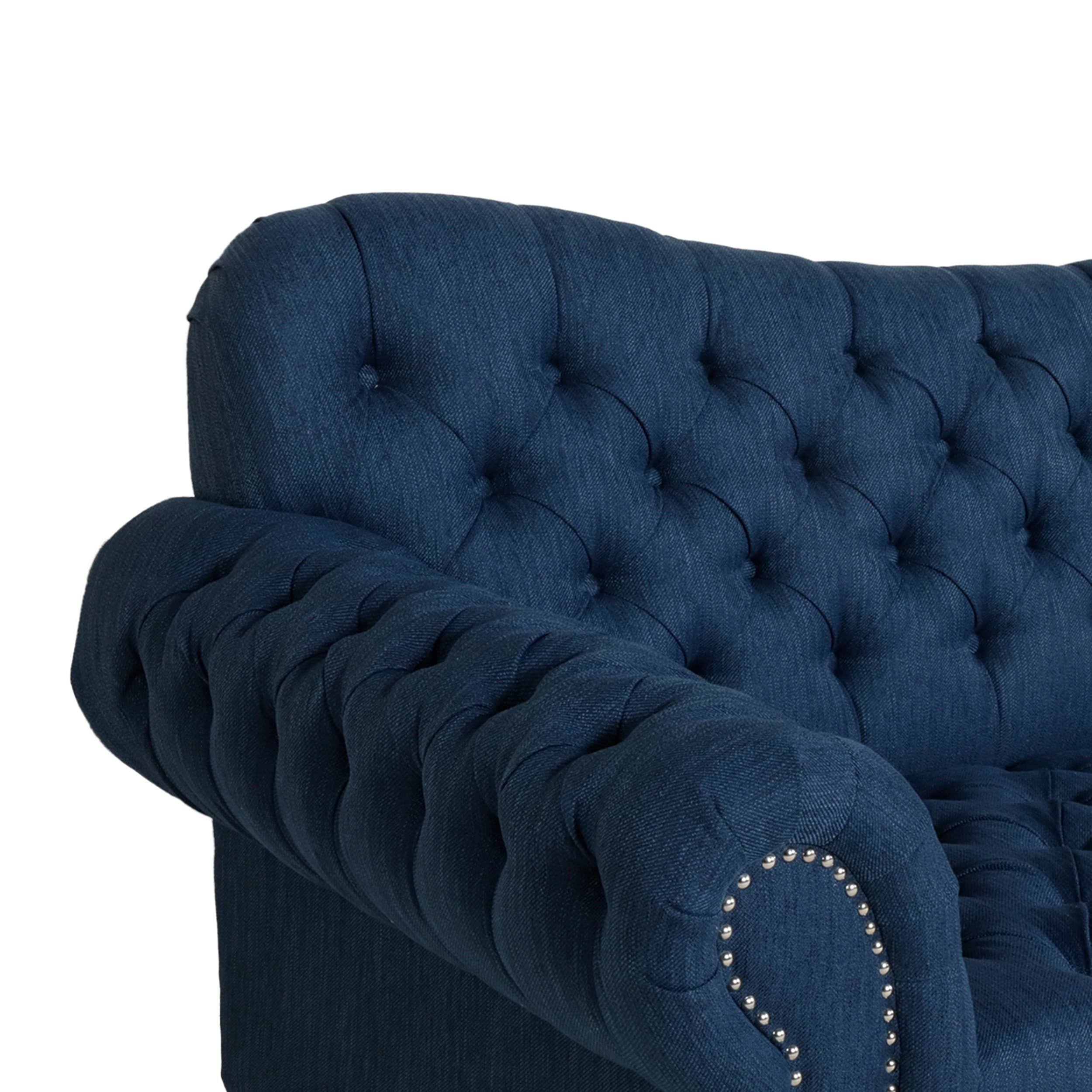 Charcoal Button Tufted Fabric 3 Seater Sofa C33972