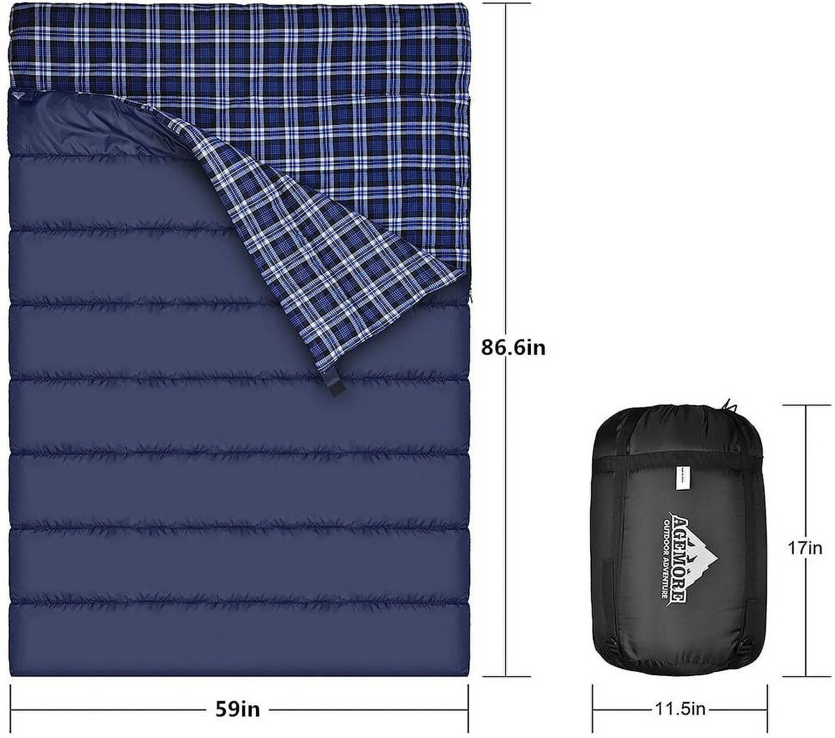 Cotton Flannel Queen Size 2 Person Waterproof Sleeping Bag J8256