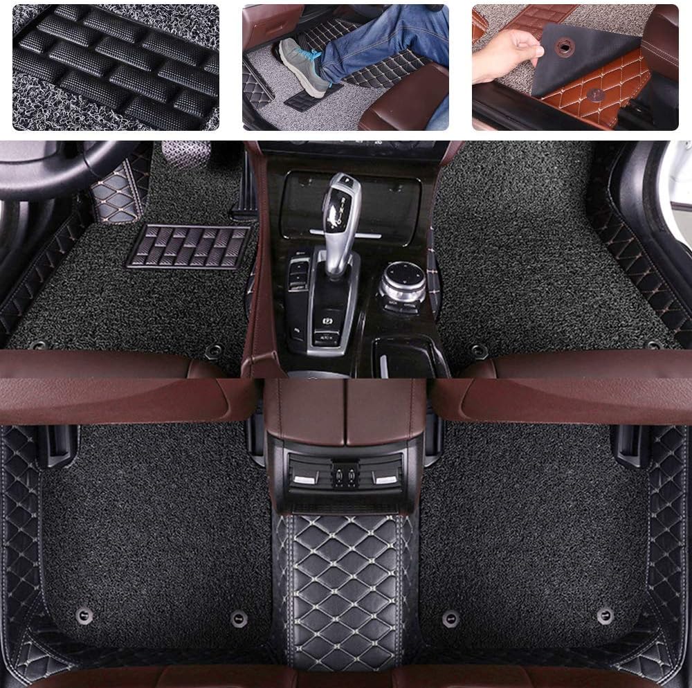Double Layer Pu Leather & PVC Non-Slip Car Floor Mats D169