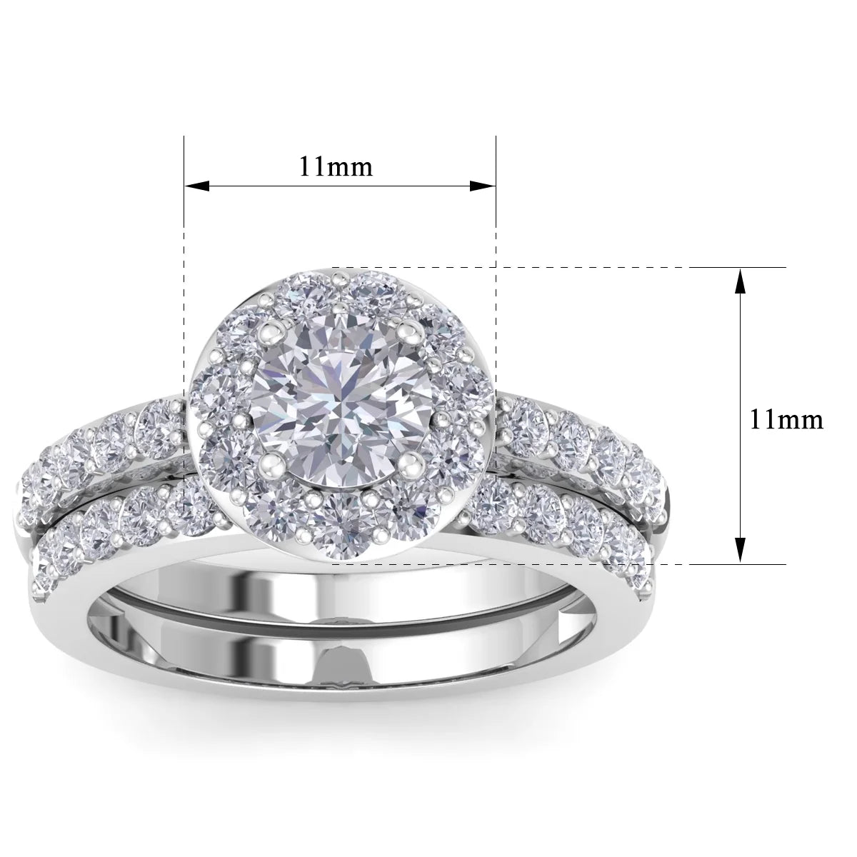2 1/4 Carat Round Lab Grown Diamond Bridal Set In 14K White Gold A4300