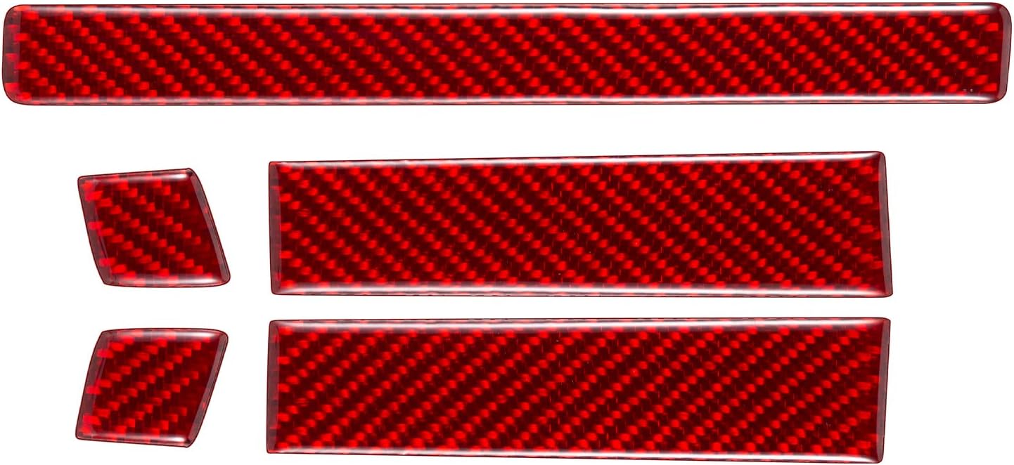 Carbon Fiber Center Console Screen Frame Trim Cover Red 5PCS Q309
