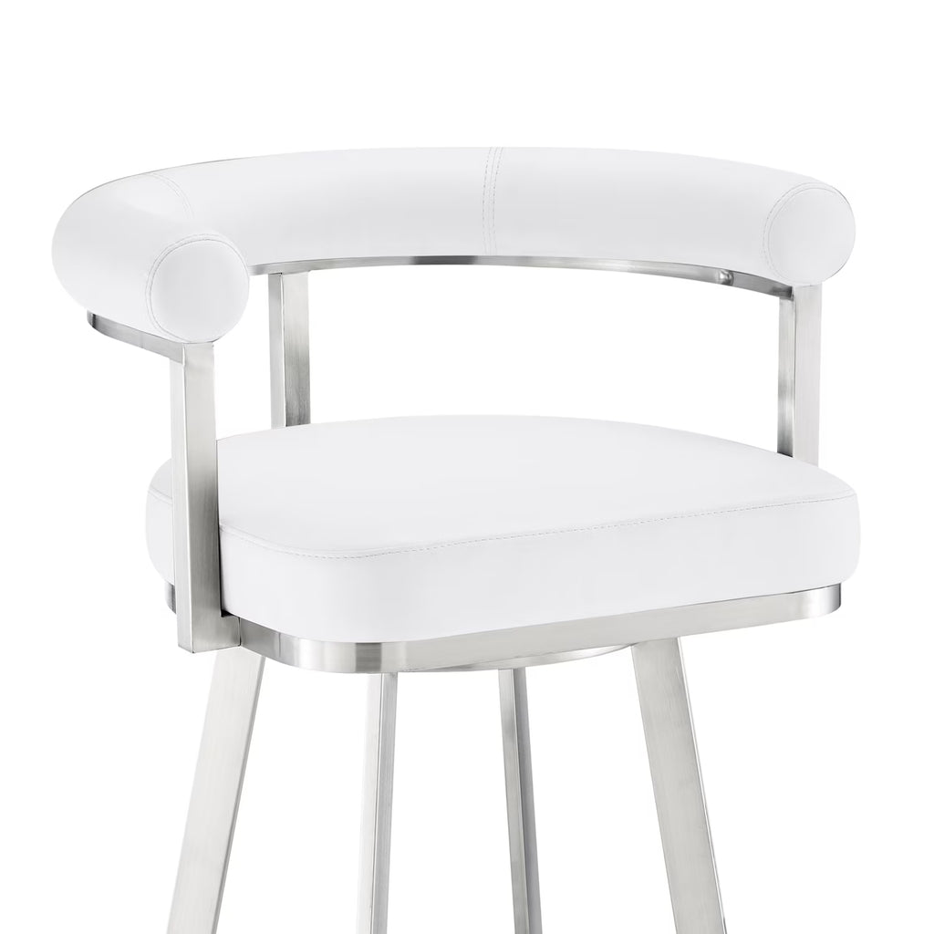 White/Chrome Swivel Counter Stool V32501