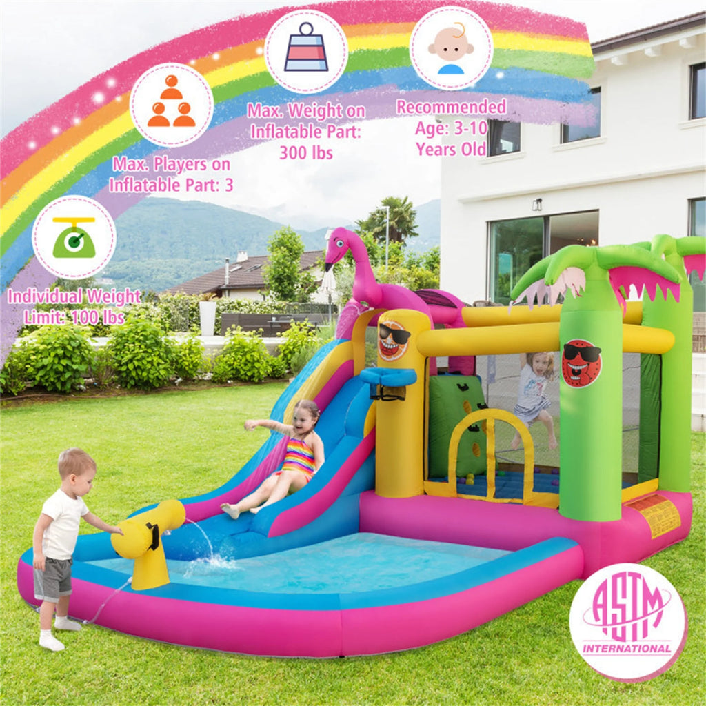 Inflatable Bounce Castle with Long Water Slide and Blower P138291