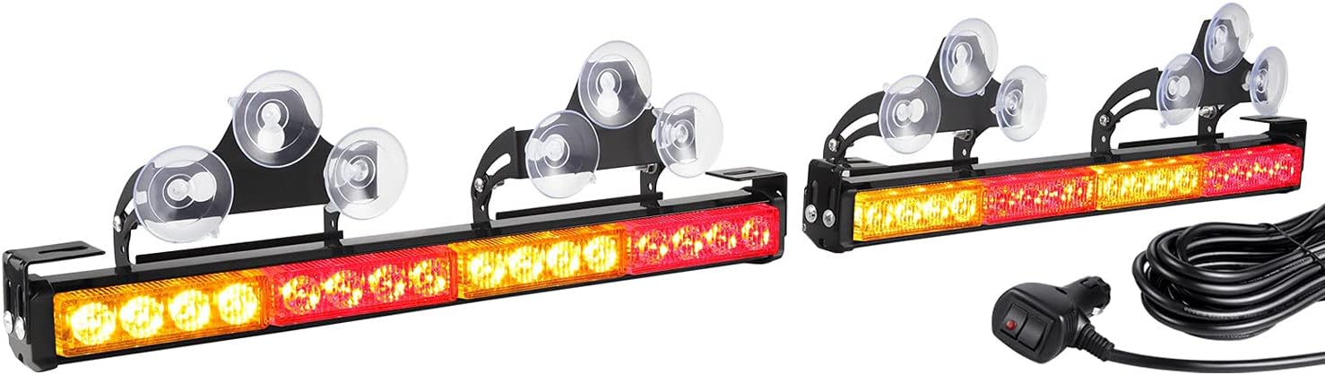 2 in 1 Amber White LED Traffic Advisor Strobe Light Bar H55118