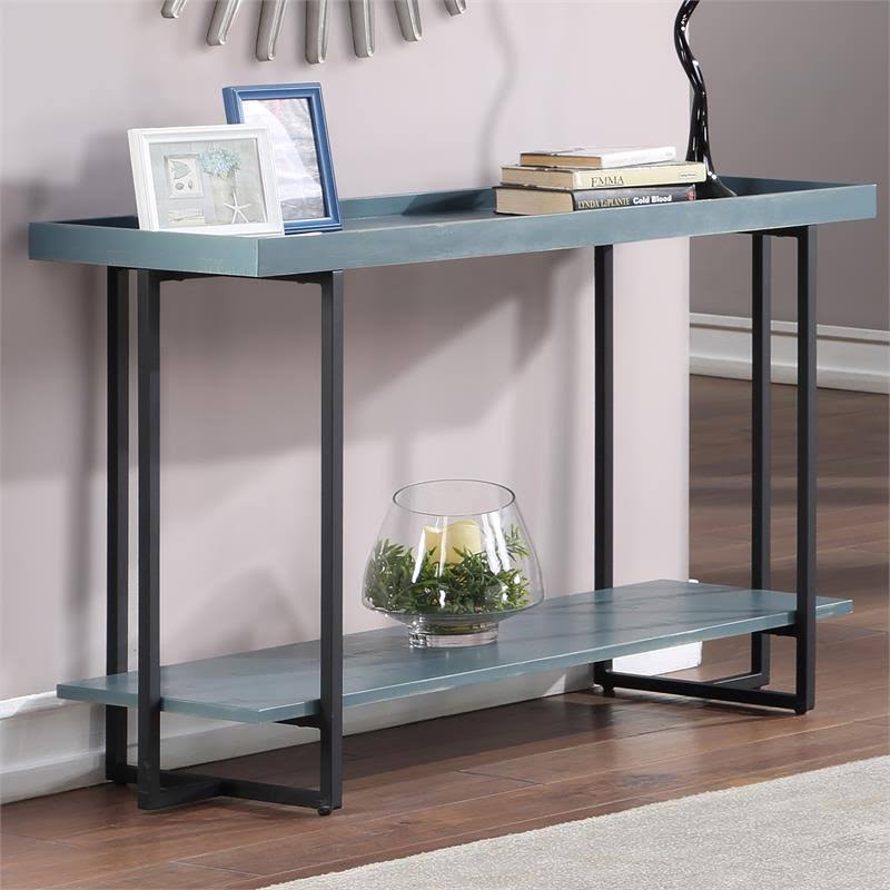 Antique Blue Wood Console Table D371240