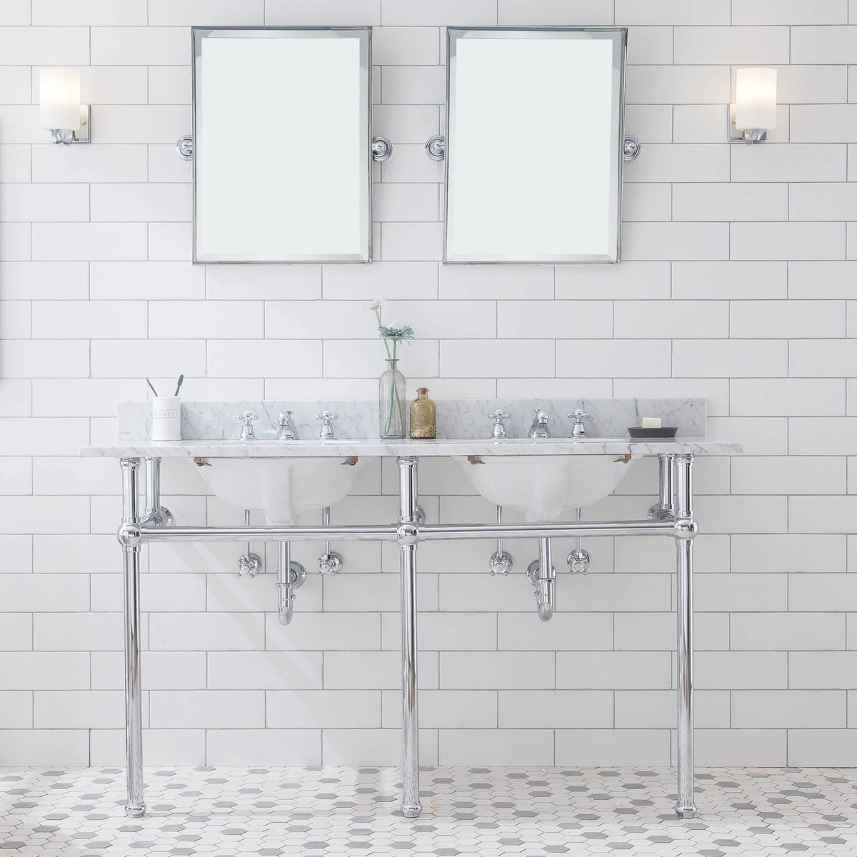 60x22 Double Wash Stand in Chrome Y4182