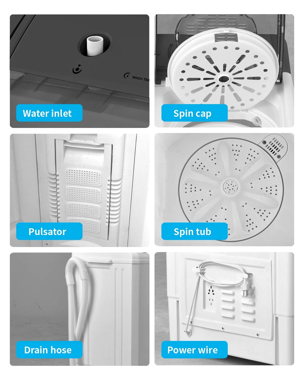 Semi-automatic Twin Tub Washing Machine, 26Lbs, White & Grey H558891