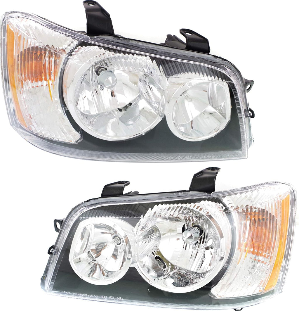Headlight Set of 2 Clear Lens Halogen With bulbs W33693