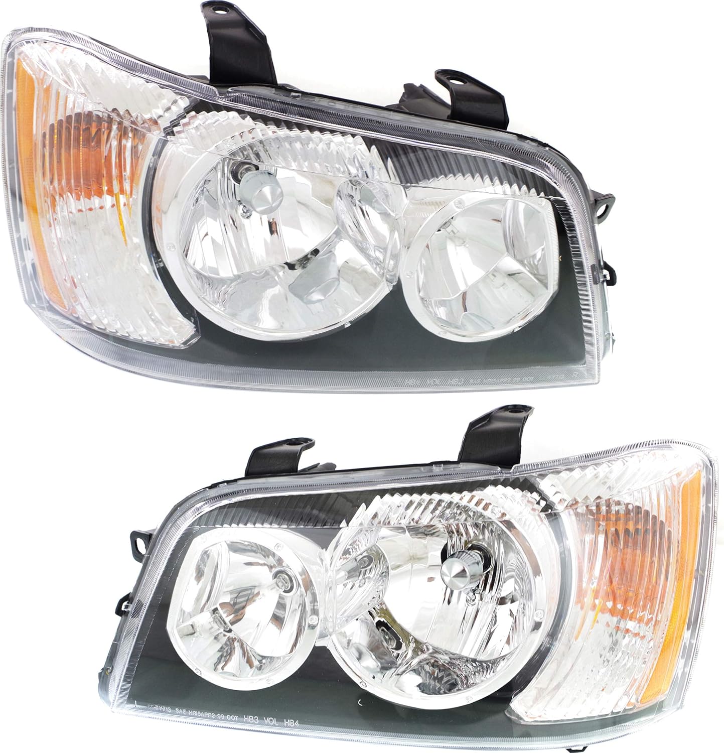 Headlight Set of 2 Clear Lens Halogen With bulbs W33693