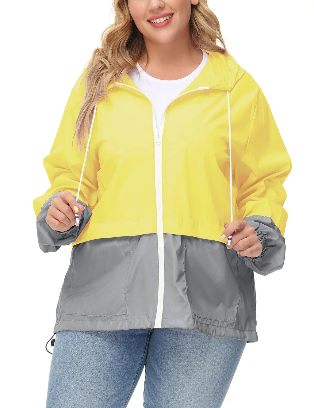 Plus Size Waterproof Hooded Rain Jacket J8796