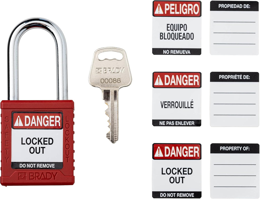 Red Keyed Different Safety Lockout Padlocks, 24 Pack C4024