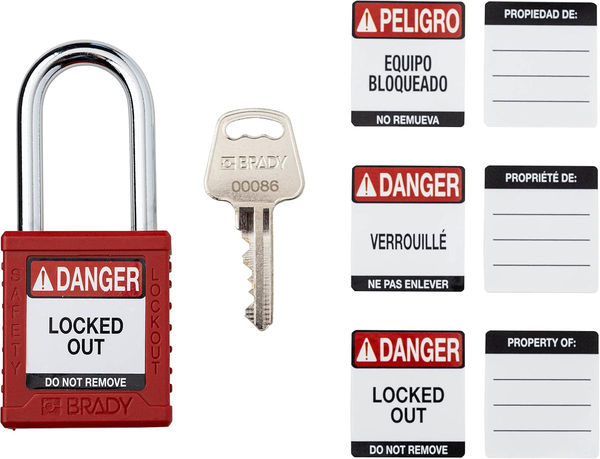 Red Keyed Different Safety Lockout Padlocks, 24 Pack C4024