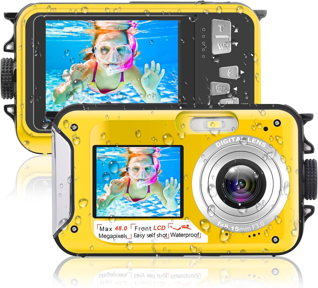 Waterproof 48MP 10FT Underwater Digital Camera 2.7K Video, Blue, Pack of 2 E9054