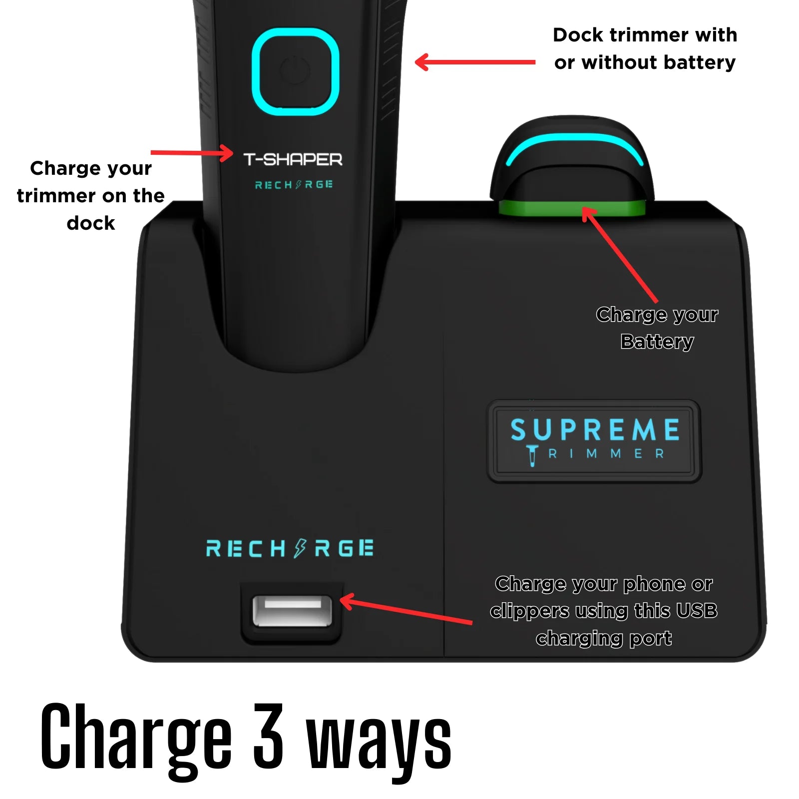 Black Recharge Professional Trimmer X1725