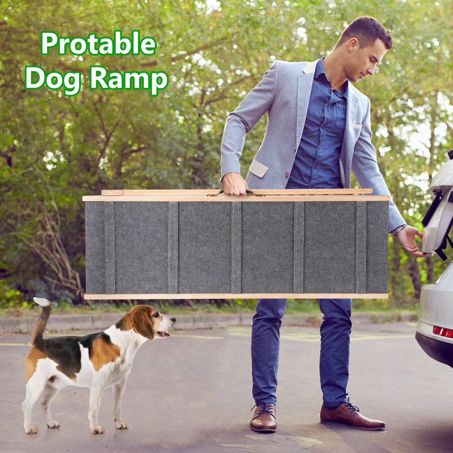 Wooden Adjustable Folding Dog Ramp for Bed Couch Car H977249