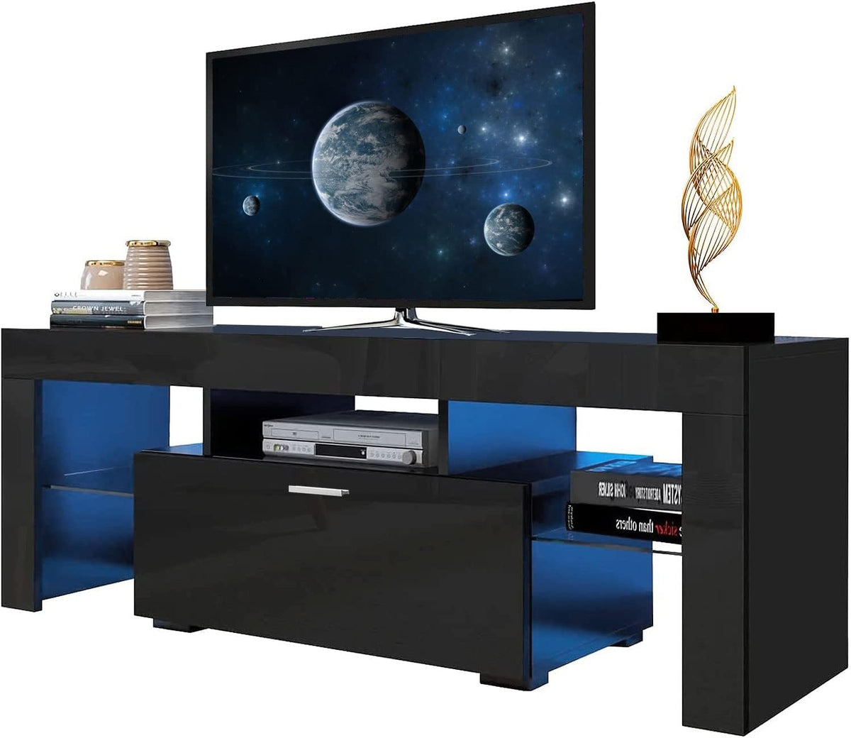 White High Gloss LED TV Stand with Storage Drawer Q2511
