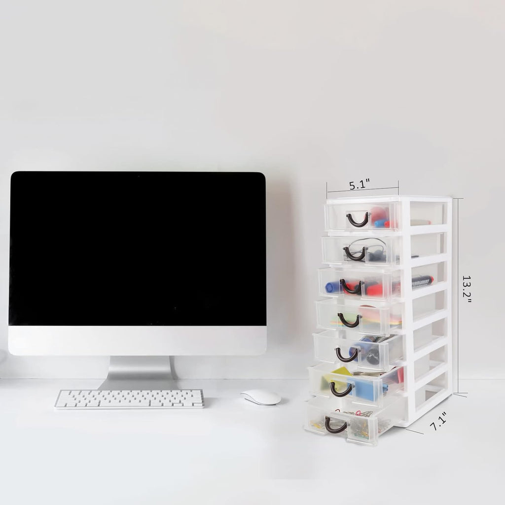 White 7 Clear Desktop Drawer Mini Organizer Box A34390