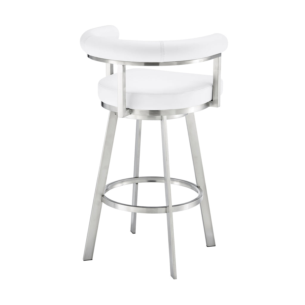 White/Chrome Swivel Counter Stool V32501