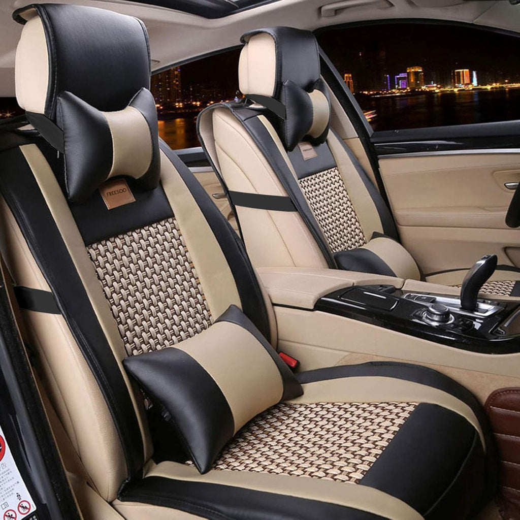 Khaki Brown 2PCS Leather Car Seat Covers V171