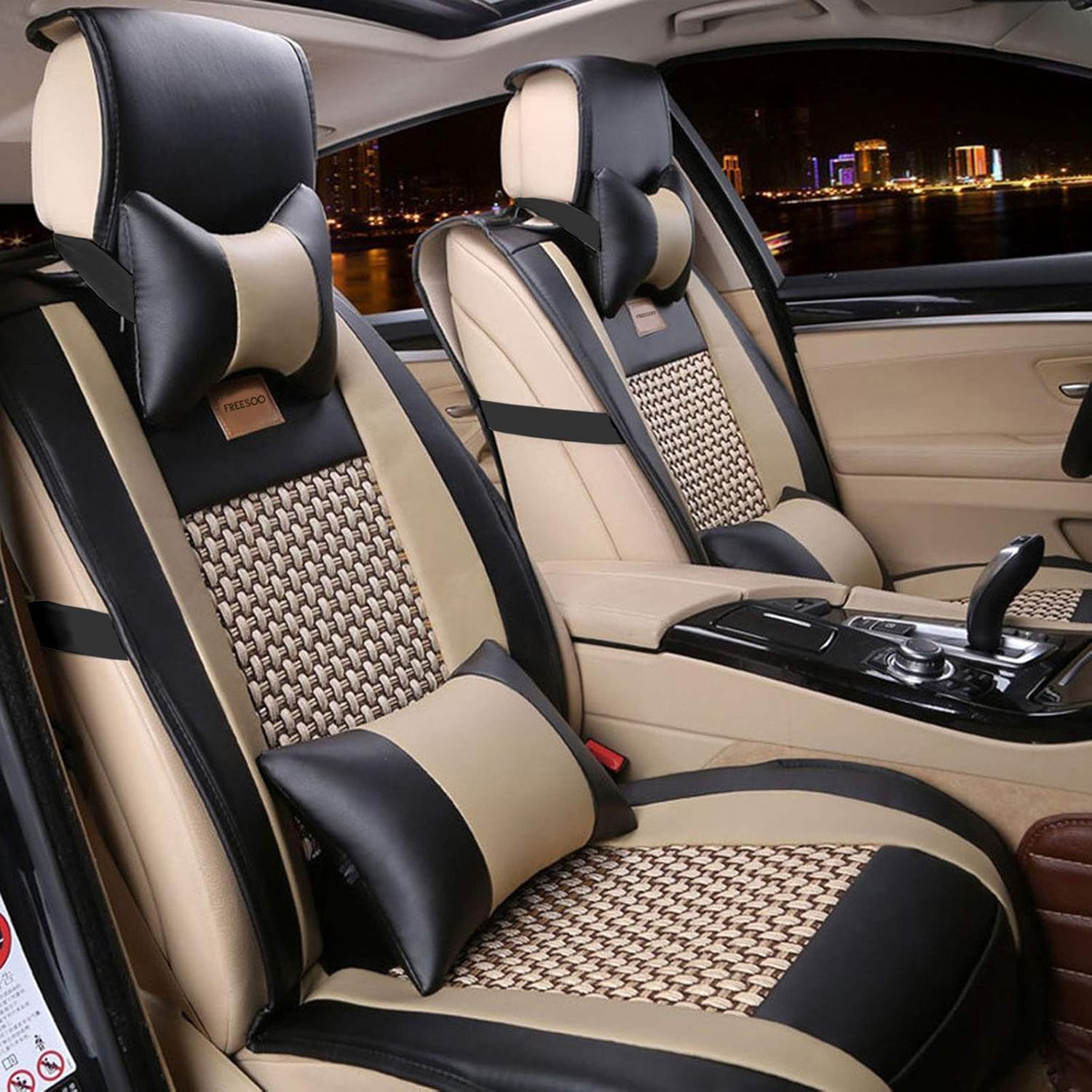 Khaki Brown 2PCS Leather Car Seat Covers V171