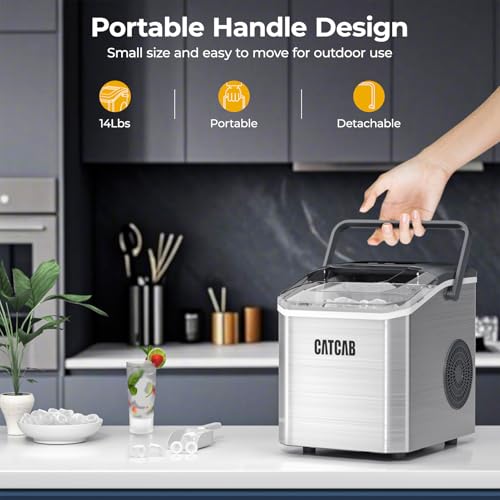 Stainless Steel Countertop Ice Maker Machine, 26.5Lbs/24H P62858