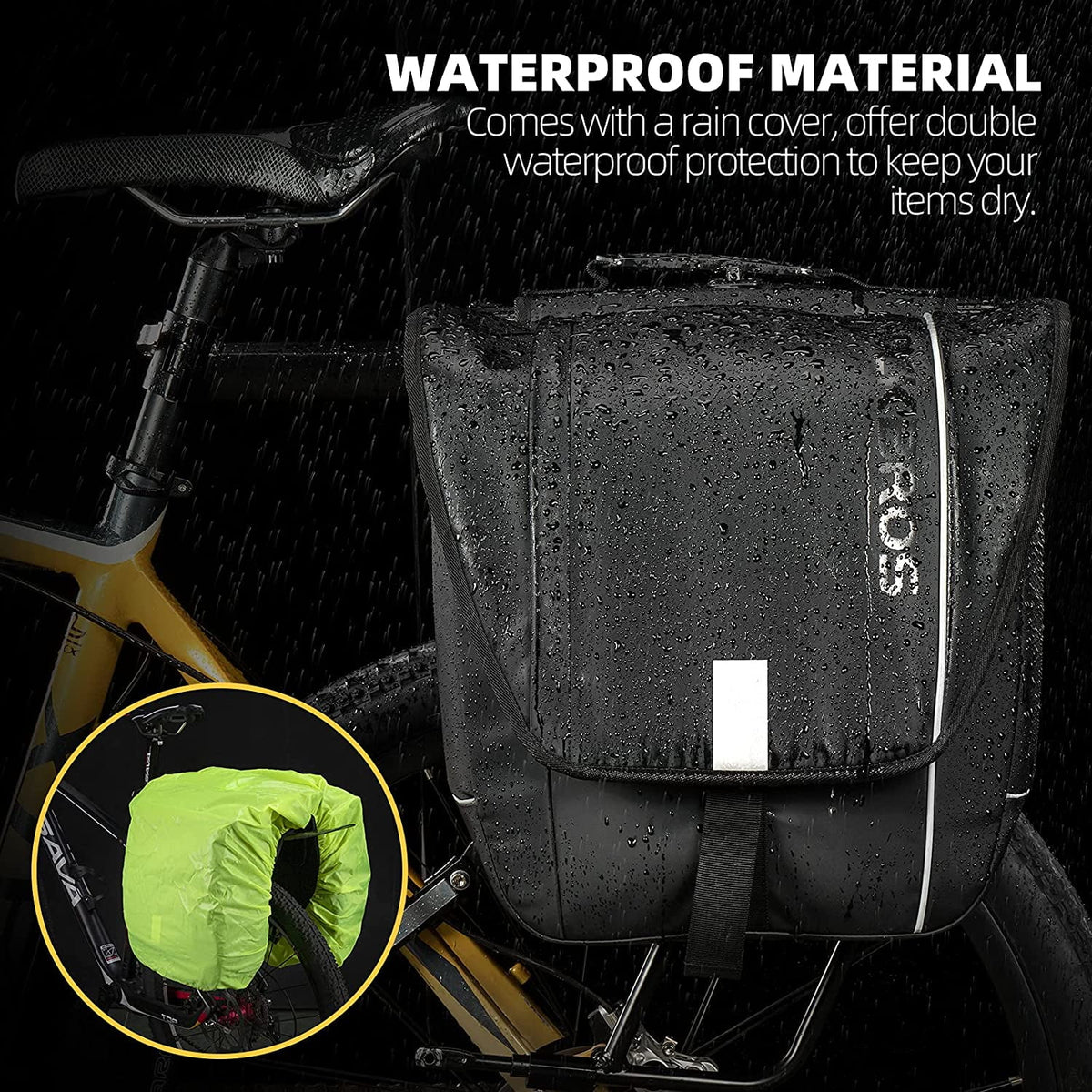30L Waterproof Bike Pannier Bag with Rain Cover I200666
