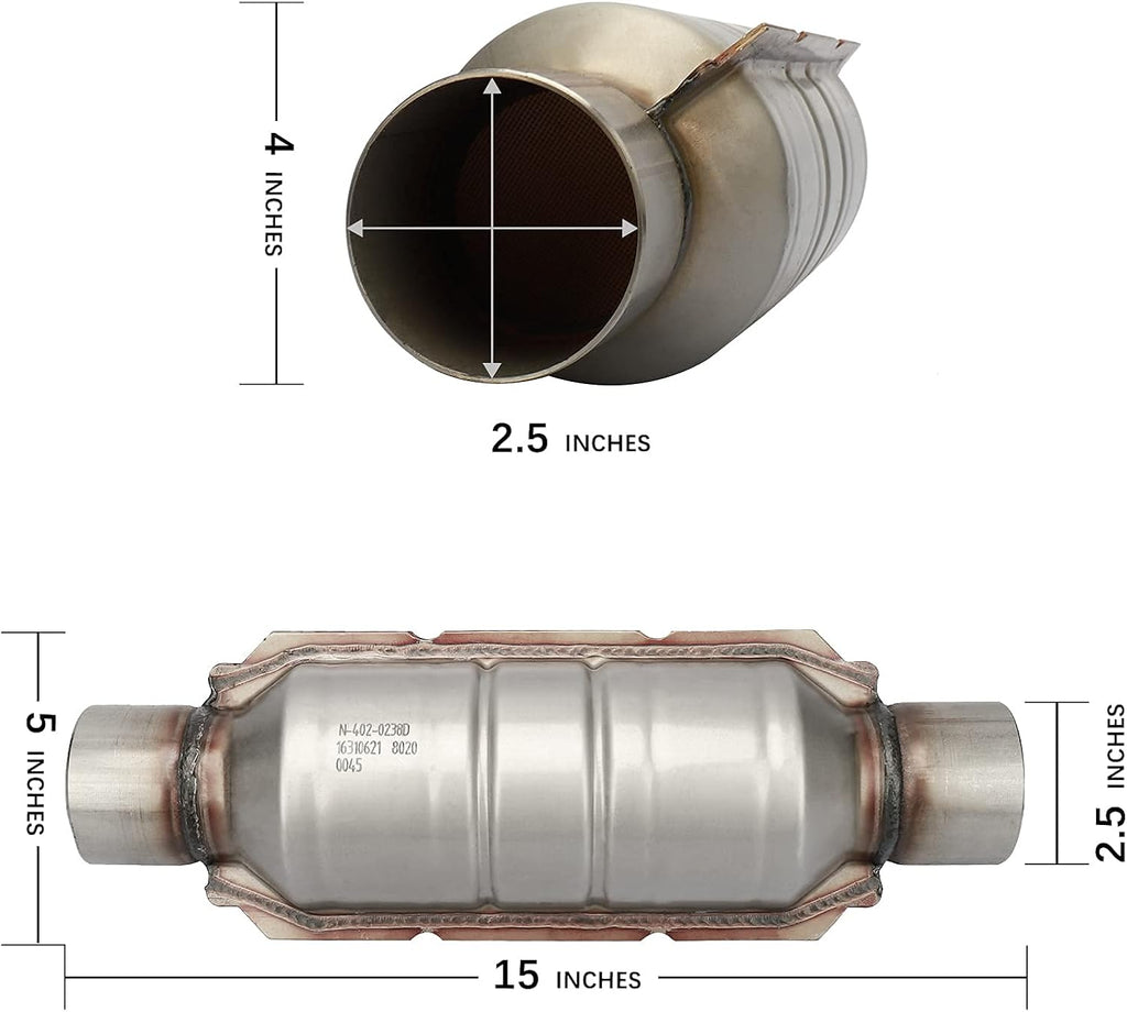 2.5" Inlet/Outlet Catalytic Converter with O2 Port & Heat Shield, Pack of 2 Z58450