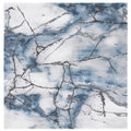 Abstract Marble Area Rug, 5'3" x 5'3" Square, Grey/Blue O653662