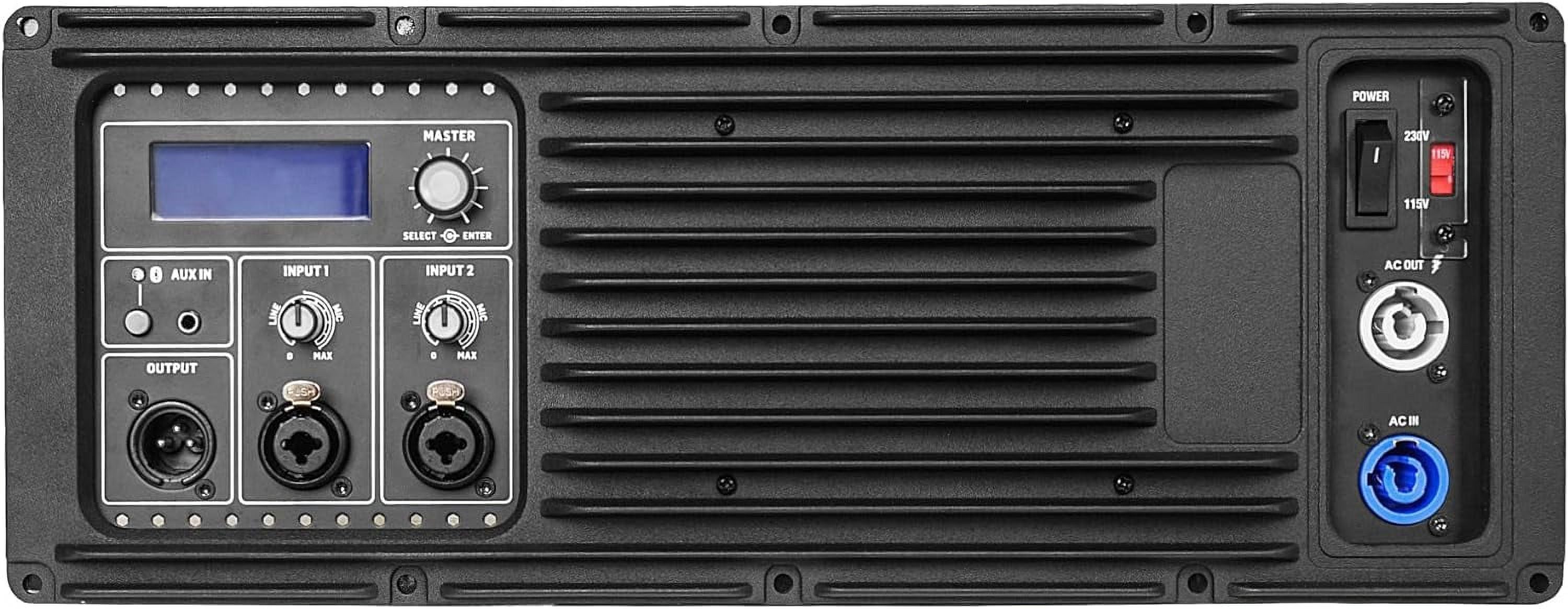 Black Powered Line Array Speaker System with Dual 15-inch Subwoofer and Two 10-inch Speakers T2804
