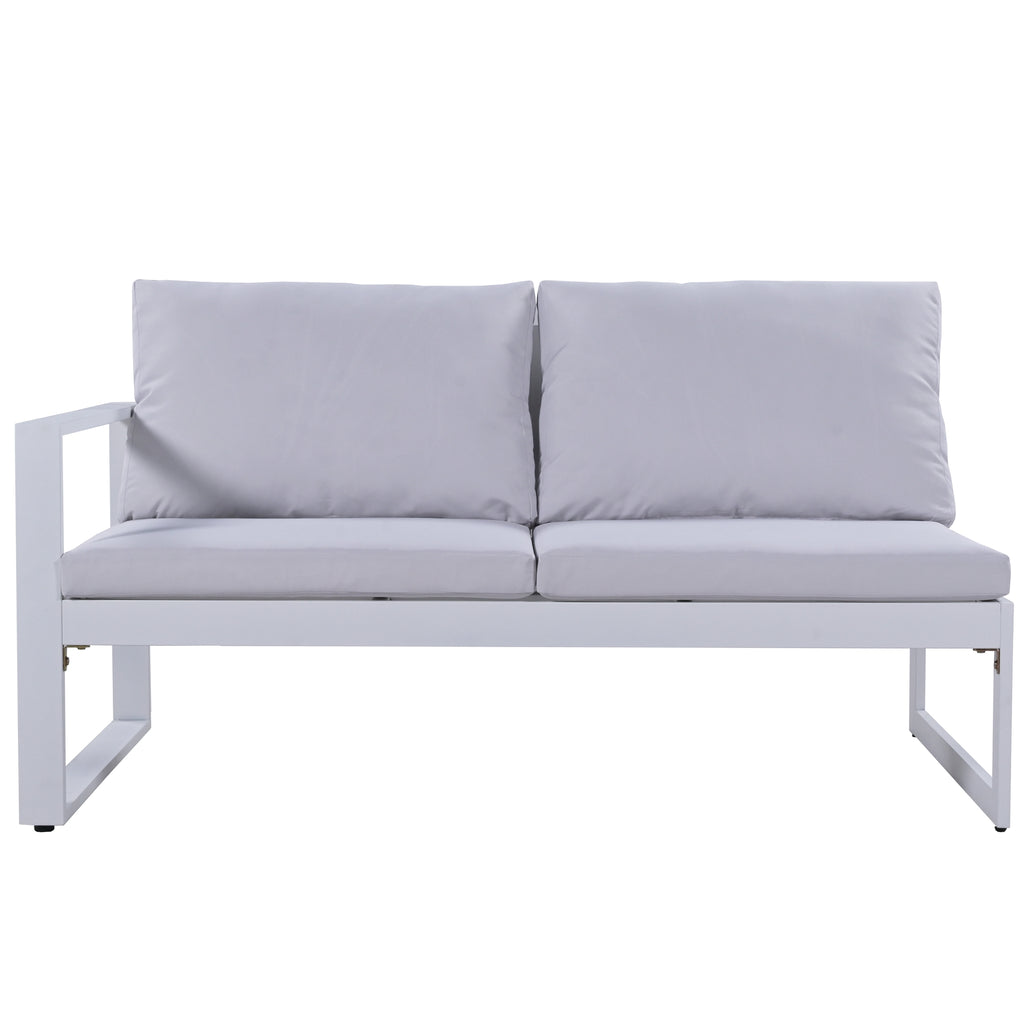 Industrial Style Outdoor Sofa Combination Set with 2 Love Sofa, 1 Single Sofa, 1 Table, 2 Bench K5966