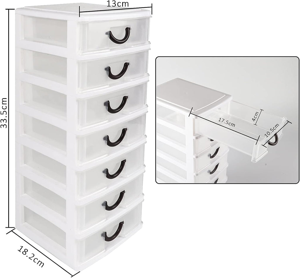 White 7 Clear Desktop Drawer Mini Organizer Box A34390