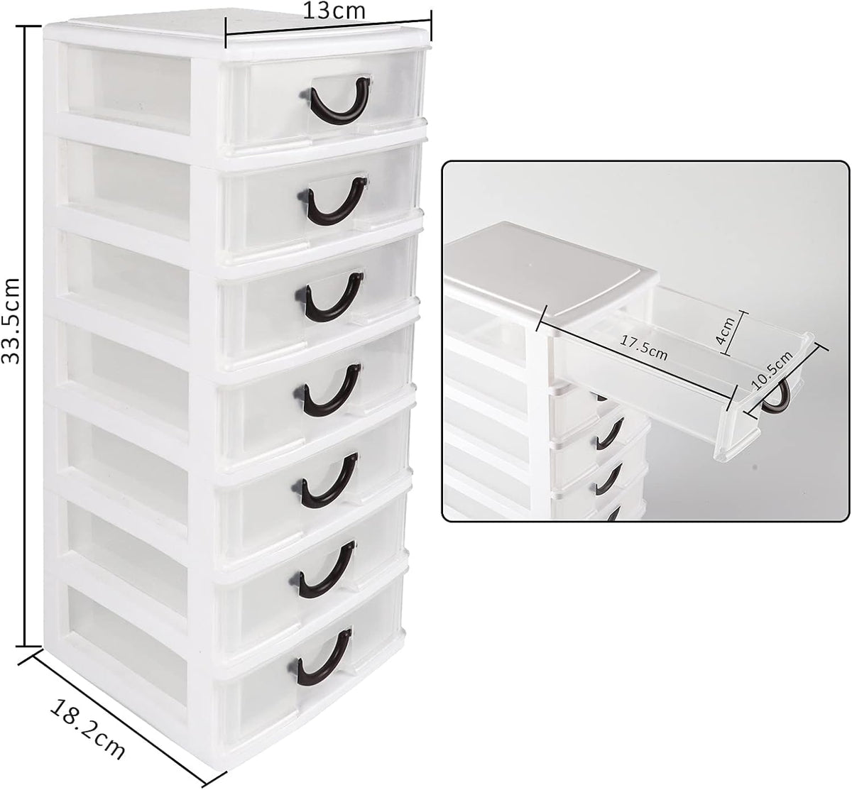 White 7 Clear Desktop Drawer Mini Organizer Box A34390