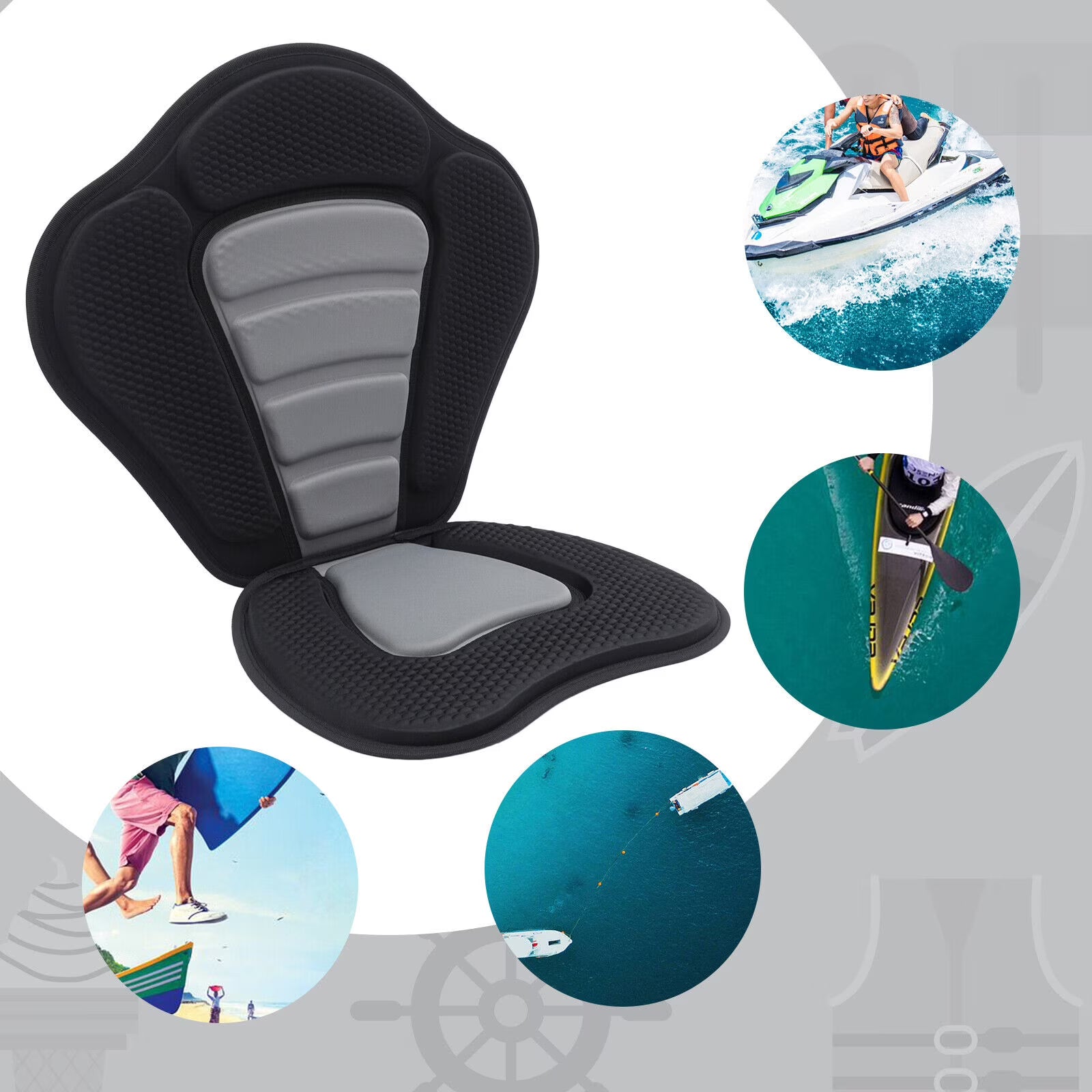 Adjustable Padded Kayak Seat Detachable Backrest Y2359