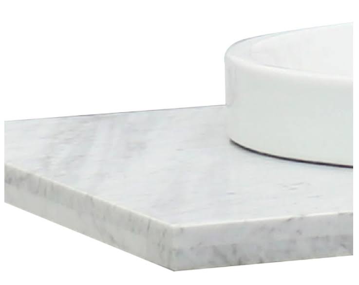 White Carrara Top Single Round Left Sink R904