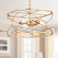 15" Matte Gold Ceiling Pendant Light with Caged Drum C202270