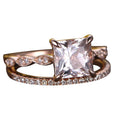 10k Rose Gold Morganite Diamond Moissanite Wedding Set L17285