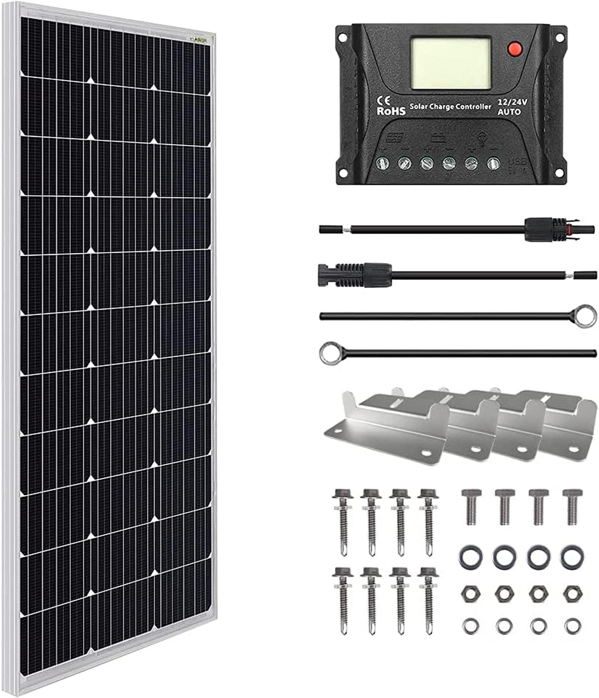 100W 12V Monocrystalline Solar Panel Kit with 30A PWM Charge Controller Z7844