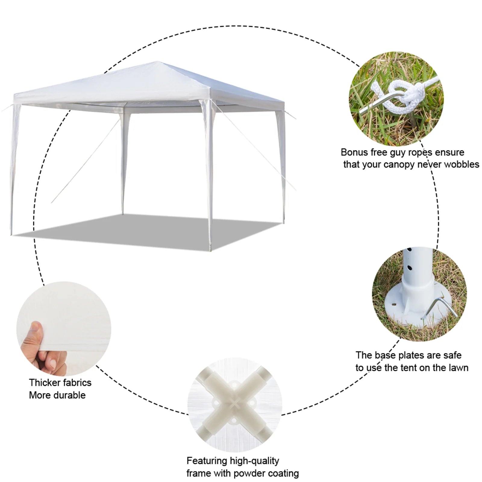 White 10 x 10ft Waterproof Party Tent B97549