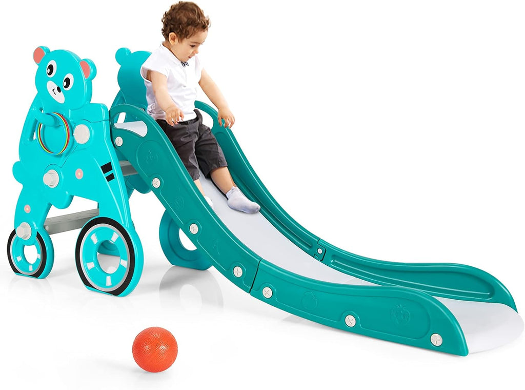 4 in 1 Folding Toddler Slide with Basketball Hoop P187