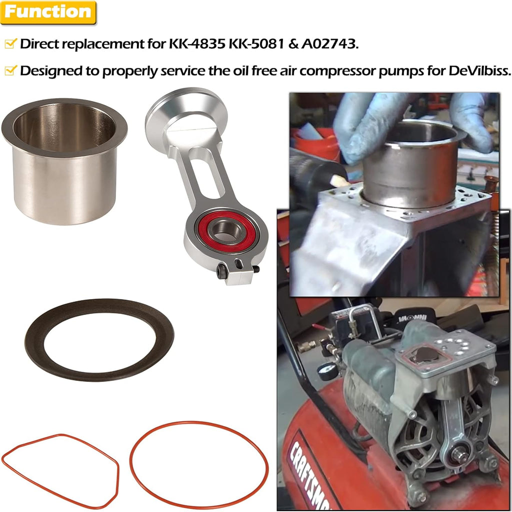 Compressor Piston Kit Connecting Rod Replacement Kit for Oil Free Air Compressor Pump J629510