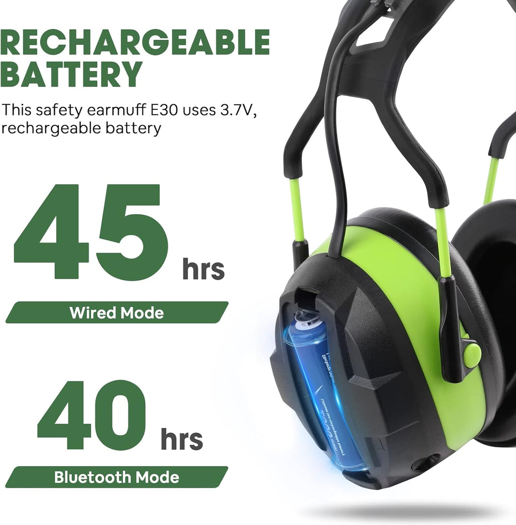 Green Bluetooth Noise Reduction Safety Ear Muffs with Mic Z742810