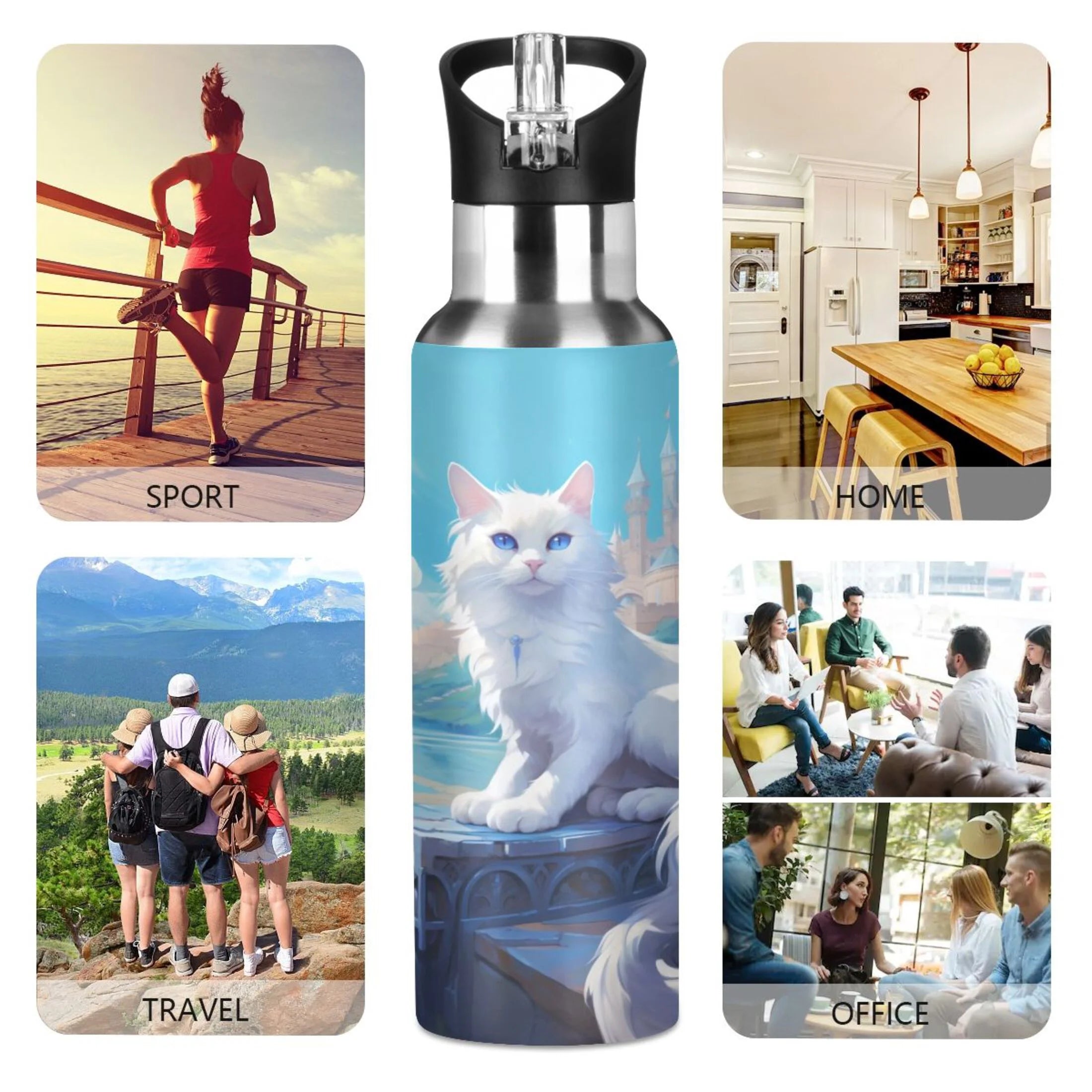 Stainless Steel Insulated Water Bottle with Straw Lid K473