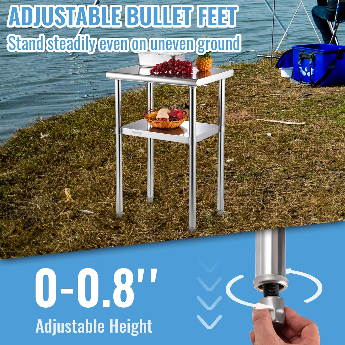 Stainless Steel Prep Table with Adjustable Undershelf T7583
