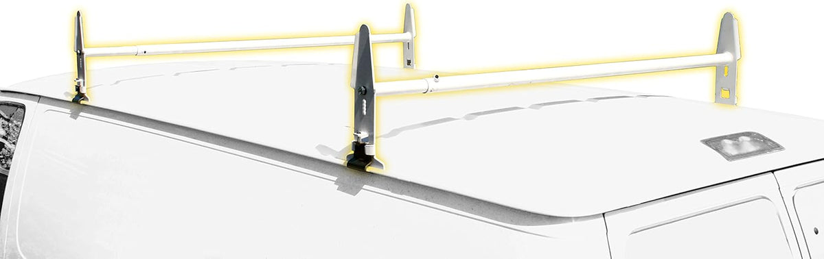 White Gutter Mount Van Rack Pack of 2 Q60854