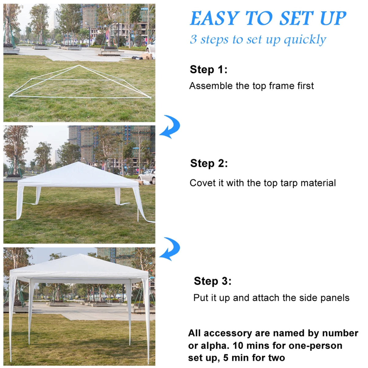 White 10 x 10ft Waterproof Party Tent B97549
