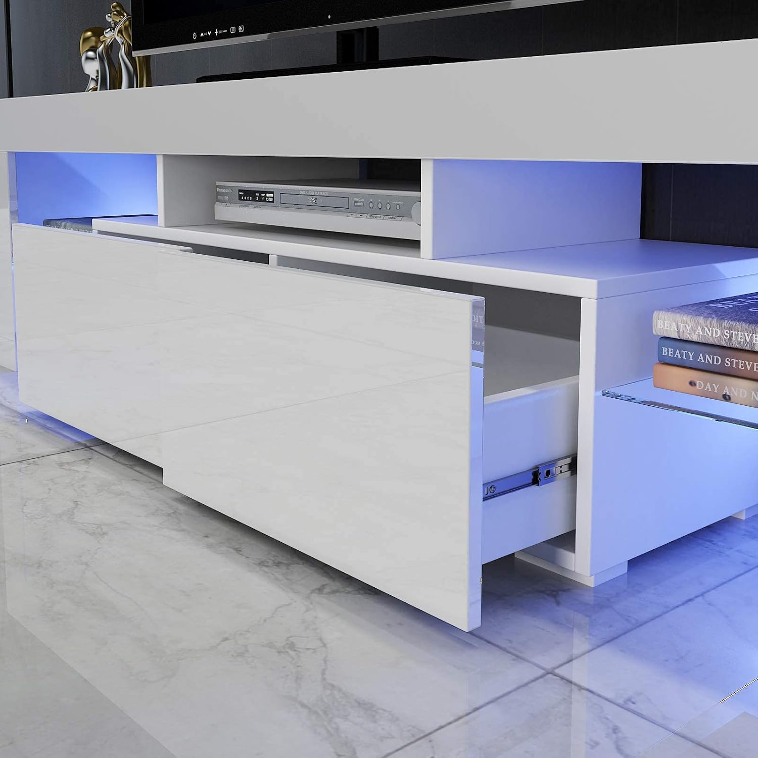 White High Gloss TV Cabinet with Storage and 2 Drawers K7228