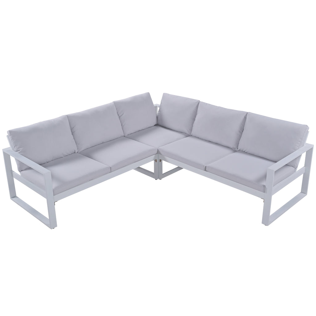 Industrial Style Outdoor Sofa Combination Set with 2 Love Sofa, 1 Single Sofa, 1 Table, 2 Bench K5966
