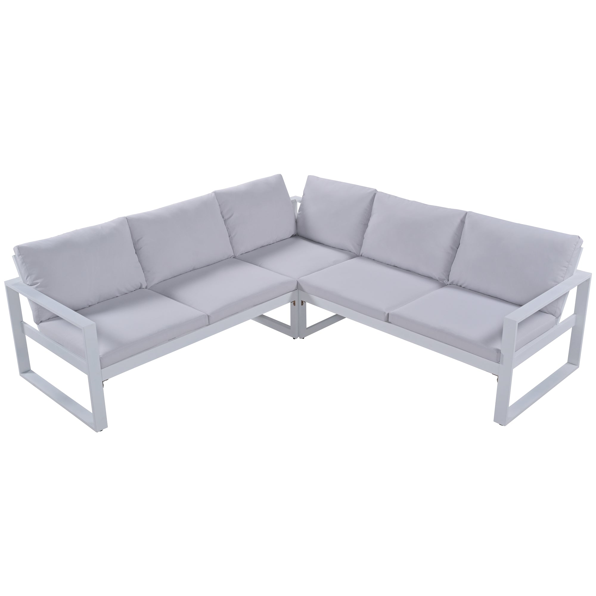 Industrial Style Outdoor Sofa Combination Set with 2 Love Sofa, 1 Single Sofa, 1 Table, 2 Bench K5966