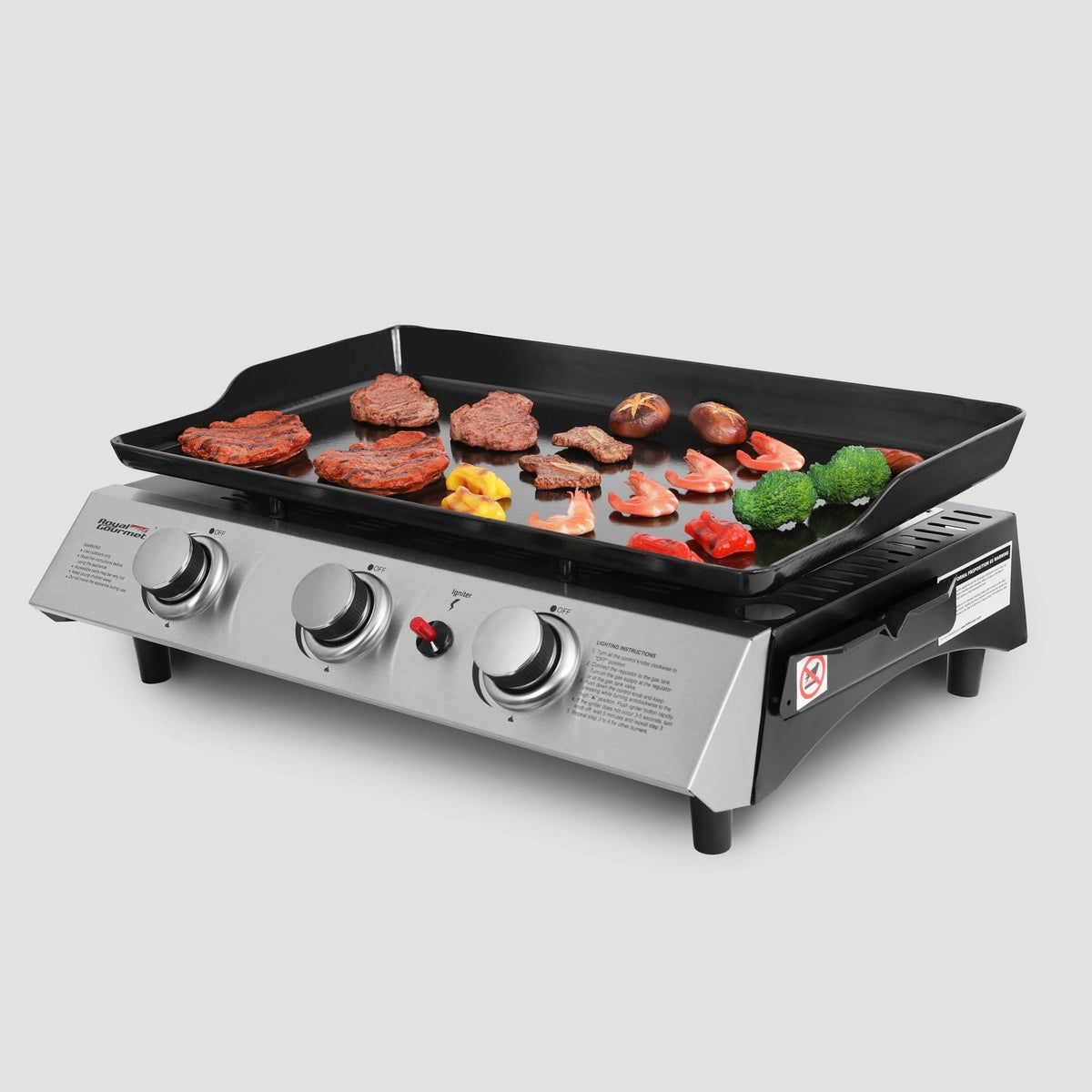 Portable 3-Burner Propane Gas Grill Griddle Q333